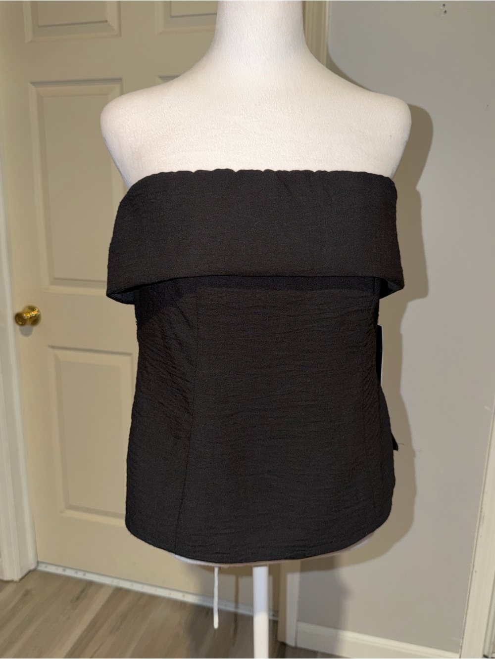 Moa Moa Black Off-Shoulder Folded Neck Top